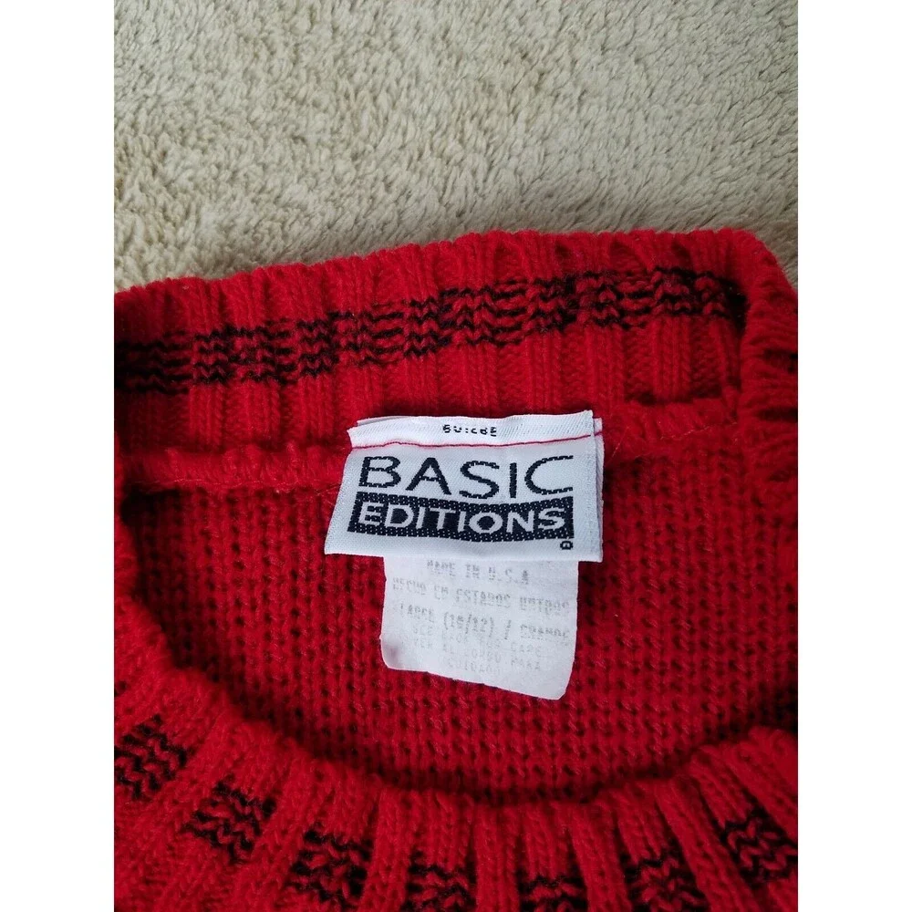 Basic Editions Girl's Large Dalmatian Puppy Knit Christmas Sweater Vintage 90s - Picture 5 of 8